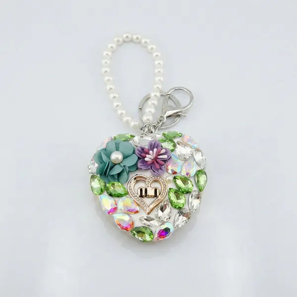 Espejo Mini Corazón Verde Maquillaje Bolso Mujer Portatil