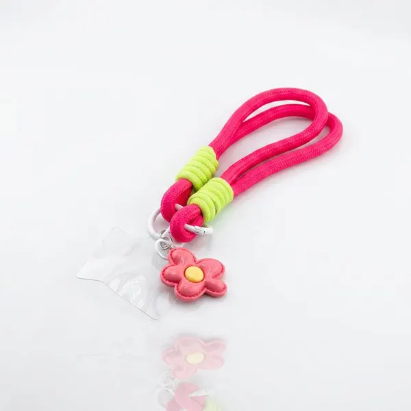 Charm Pulsera Cuerdas con Flor Decorativo Celular Mujer