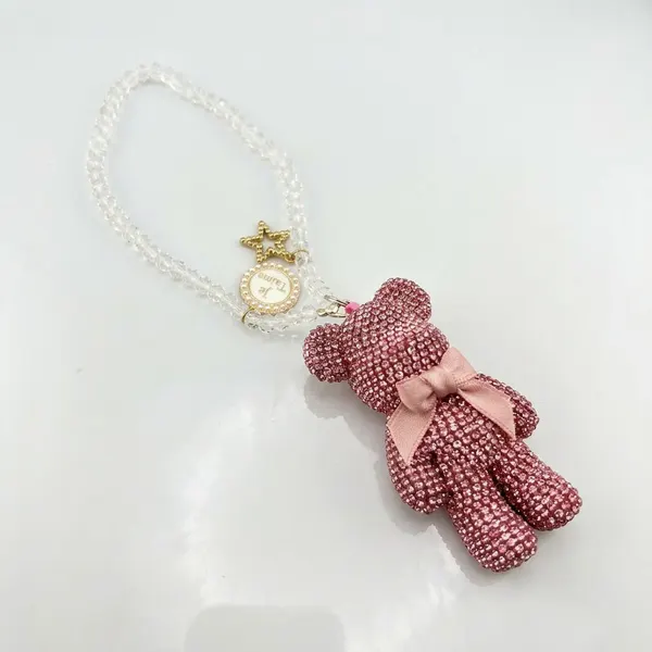 Charm Cordon Cristal Osito Pedreria Decorativo Bolsa Llaveros Mujer