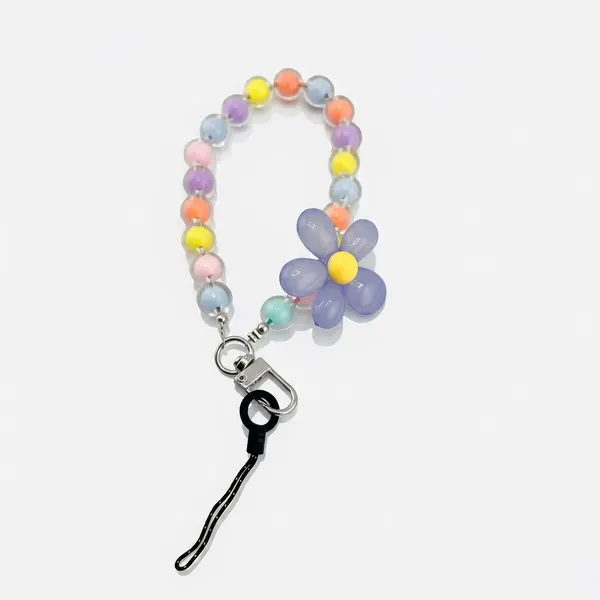 Charm Pulsera Cuentas Pastel Multi con Flor Decorativo Celular Mujer