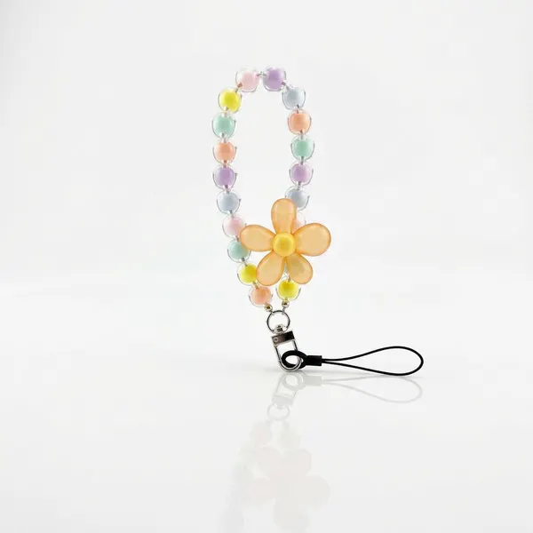 Charm Pulsera Cuentas Pastel Multi con Flor Decorativo Celular Mujer