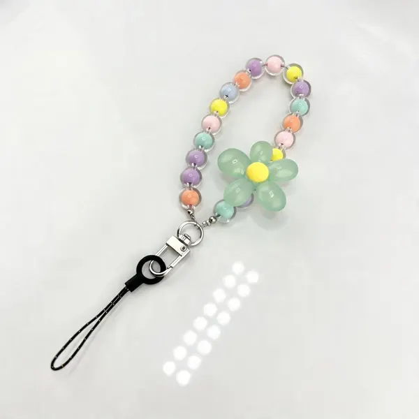 Charm Pulsera Cuentas Pastel Multi con Flor Decorativo Celular Mujer