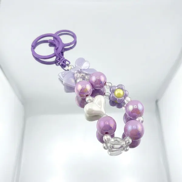 Charm Cordon Cuentas Perla con Mono Decorativo Celular Llaveros Mujer