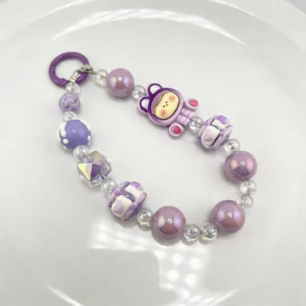 Charm Conejito Morado Decorativo Celular Llaveros Mujer