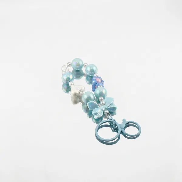 Charm Cordon Cuentas Perla con Mono Decorativo Celular Llaveros Mujer