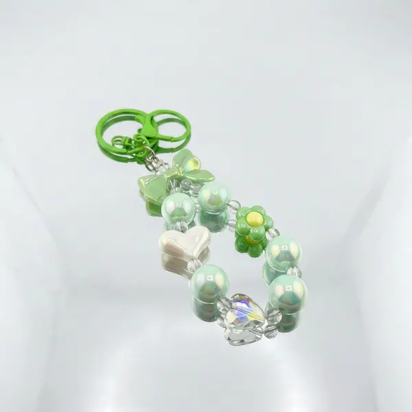 Charm Cordon Cuentas Perla con Mono Decorativo Celular Llaveros Mujer