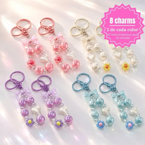 Pack Charm Moño Azul ×2 + Charm Moño Rosa ×2 + Charm Moño Morado ×2 + Charm Moño Blanco ×2
