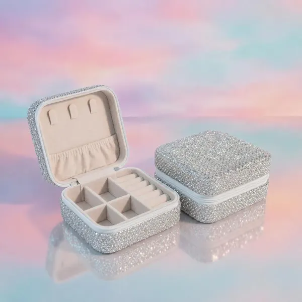 Joyero Mini Con Brillos Plata