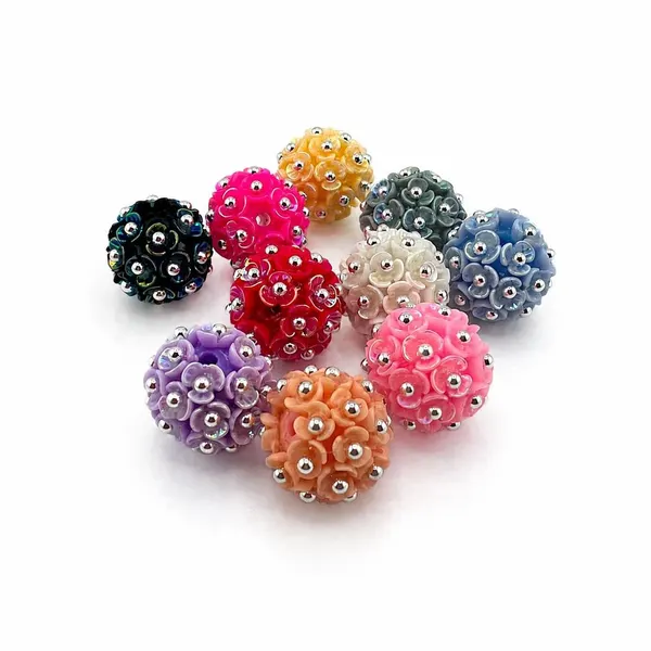 Pack 10 Cuenta De Flores & Perlas