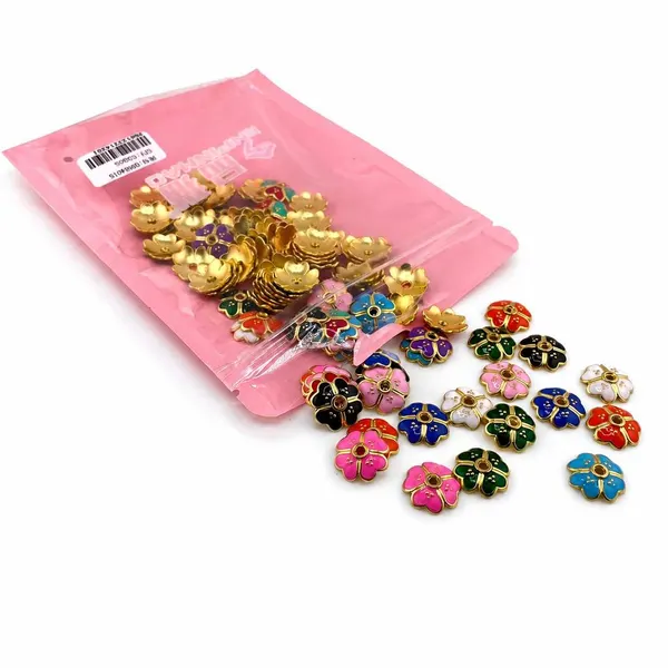 Pack 100 Tapas de Cuentas Flor Multicolor