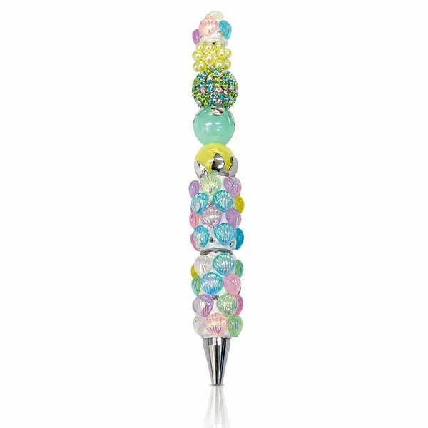Pluma de Conchitas Con Cuentas de Cristales